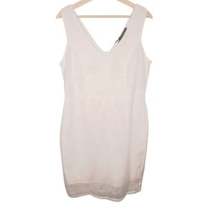 LUXE White Sleeveless Midi Dress with Lace